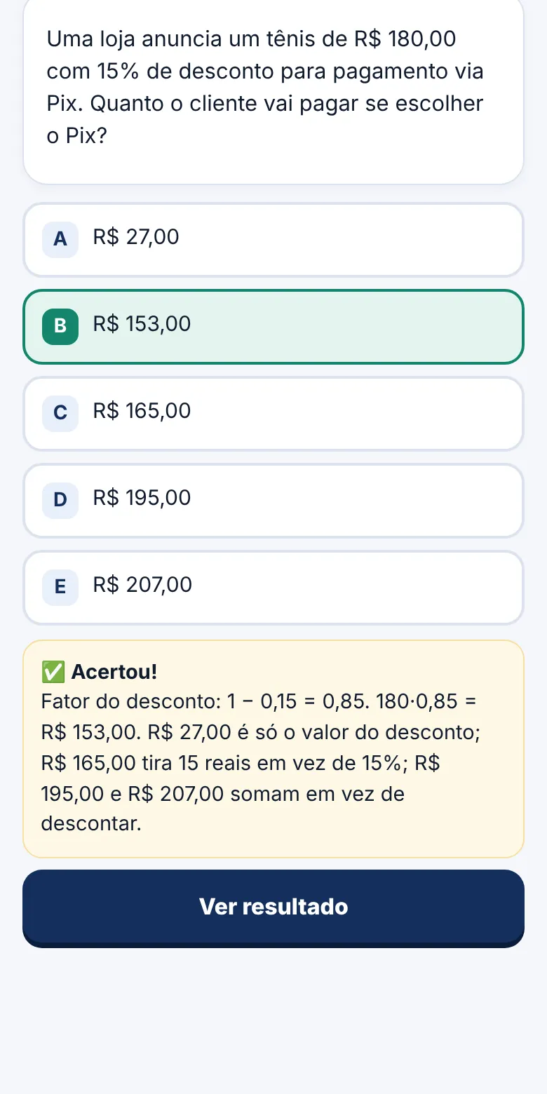 Questão comentada no app